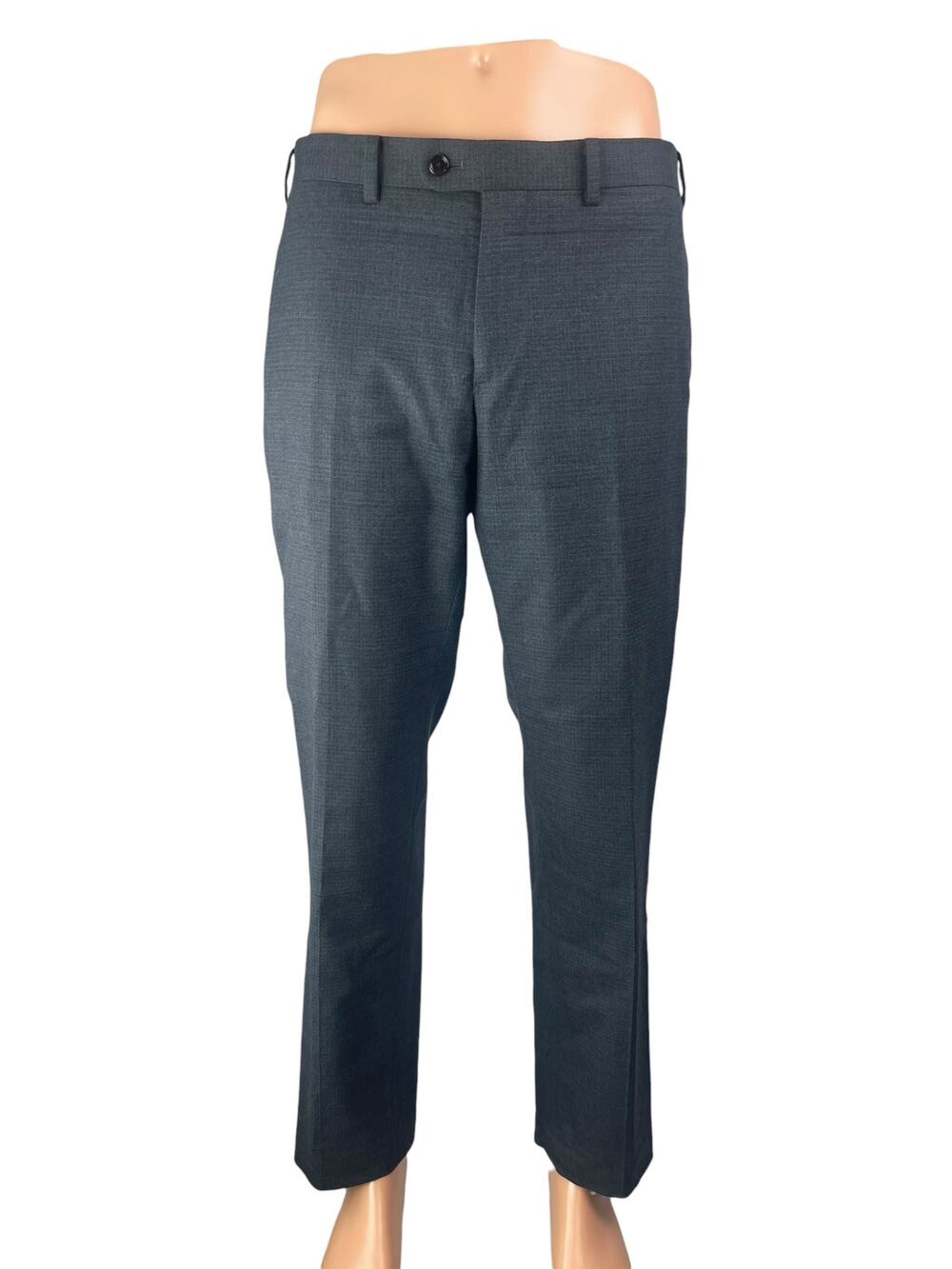 Indochino Men's Gray Mid Rise Slim Straight Leg Trousers Dress Pants Size 34x30